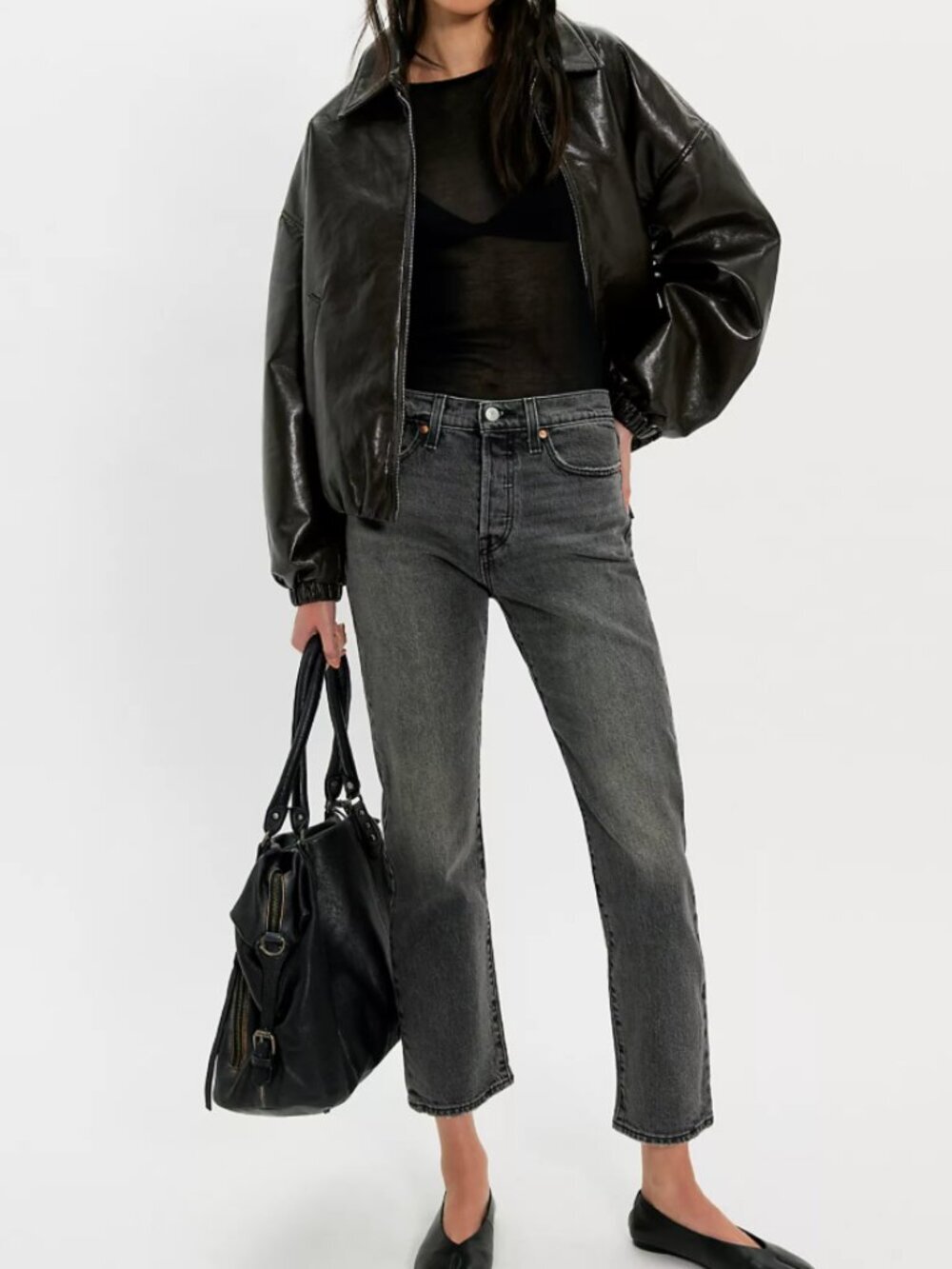 NWT Lev's Well Worn Black Wedgie Ankle Jeans (28)